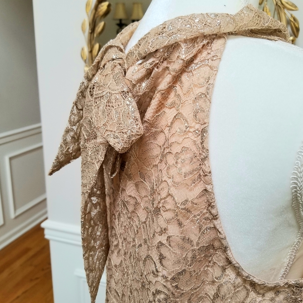 🆕️ J Crew Metallic FLORAL LACE TOP TIE COLLAR - Picture 3 of 6